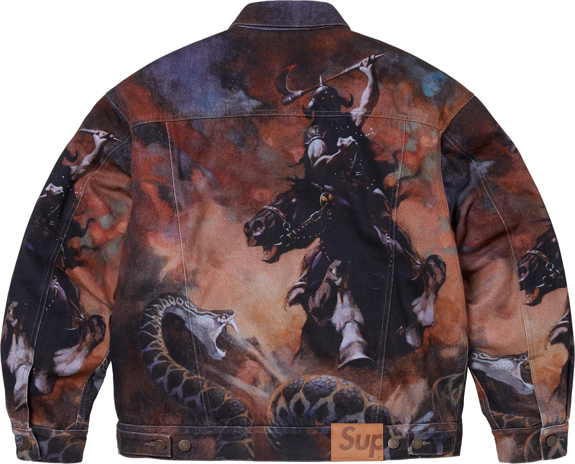 Supreme/Frank Frazetta Faux Shearling Lined Trucker Jacket view 4